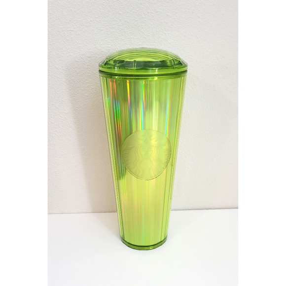 Starbucks 2023 Lime Yellow Green Kaleidoscope Iridescent Holo 24 oz Venti Cup - Picture 3 of 4